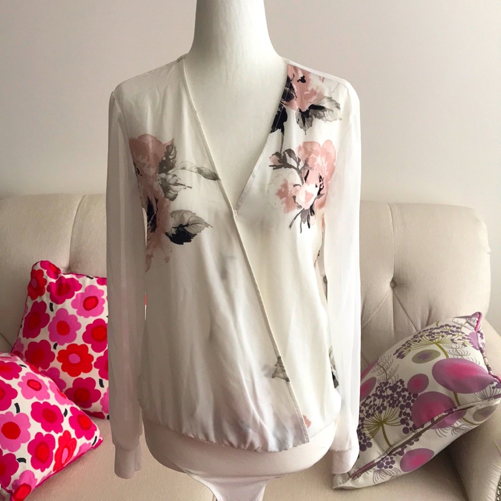 BNWT Dynamite sheer floral long sleeved bodysuit